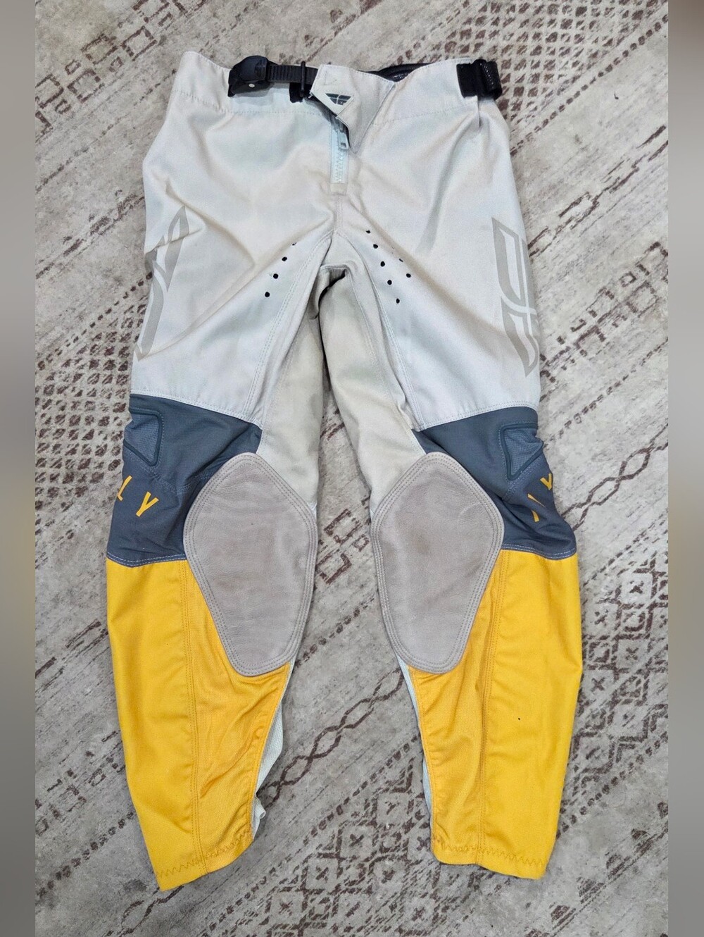 Size 26 Fly Racing Kinetic Grey and Yellow Motocross Bottoms